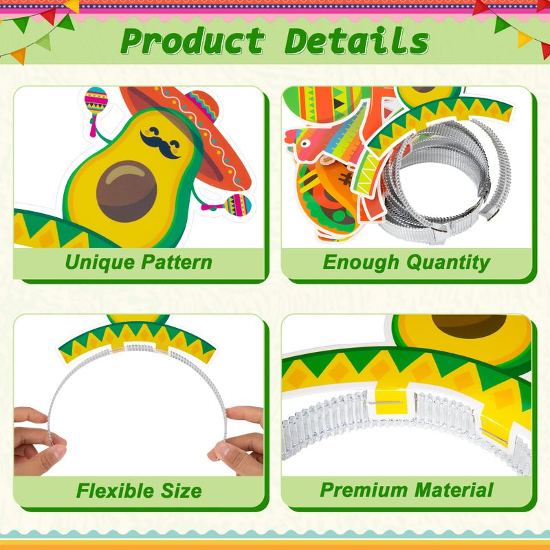 Melisheer 12 PCS Colorful Patterned Cardboard Sombrero Hats, Fiesta Headbands for Mexican Theme Celebration Party Favors - Image 3